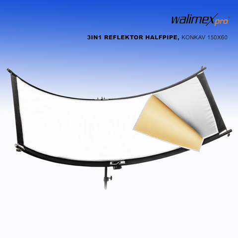 Walimex pro 3in1 Reflektor Halfpipe, konkav 150 x 60cm