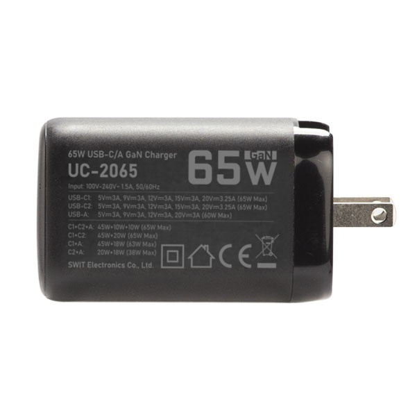 SWIT UC-2065  2xUSB-C + 1x USB-A 65W  Fast USB-C Charger