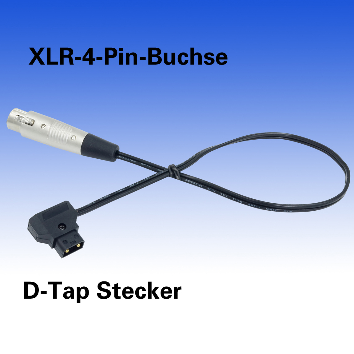 Adapterkabel 45cm mit 4-PIN-XLR-Buchse und DTAP (AB) Stecker