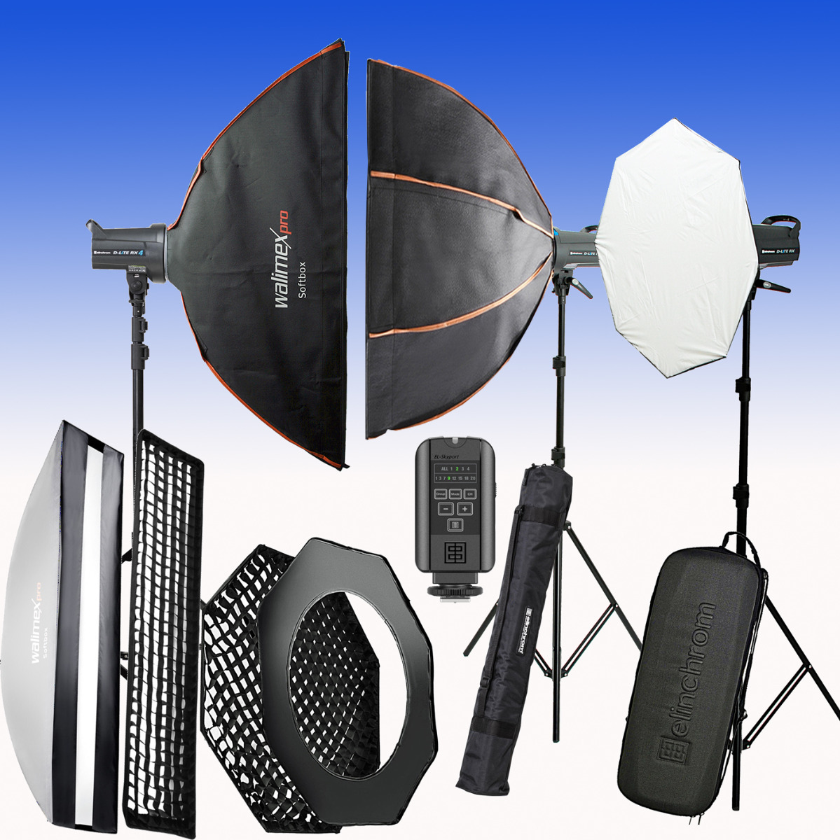 Photographer`s dream - Elinchrom Master Premium Octa-Striplite-Set D-Lite RX 4/4/4