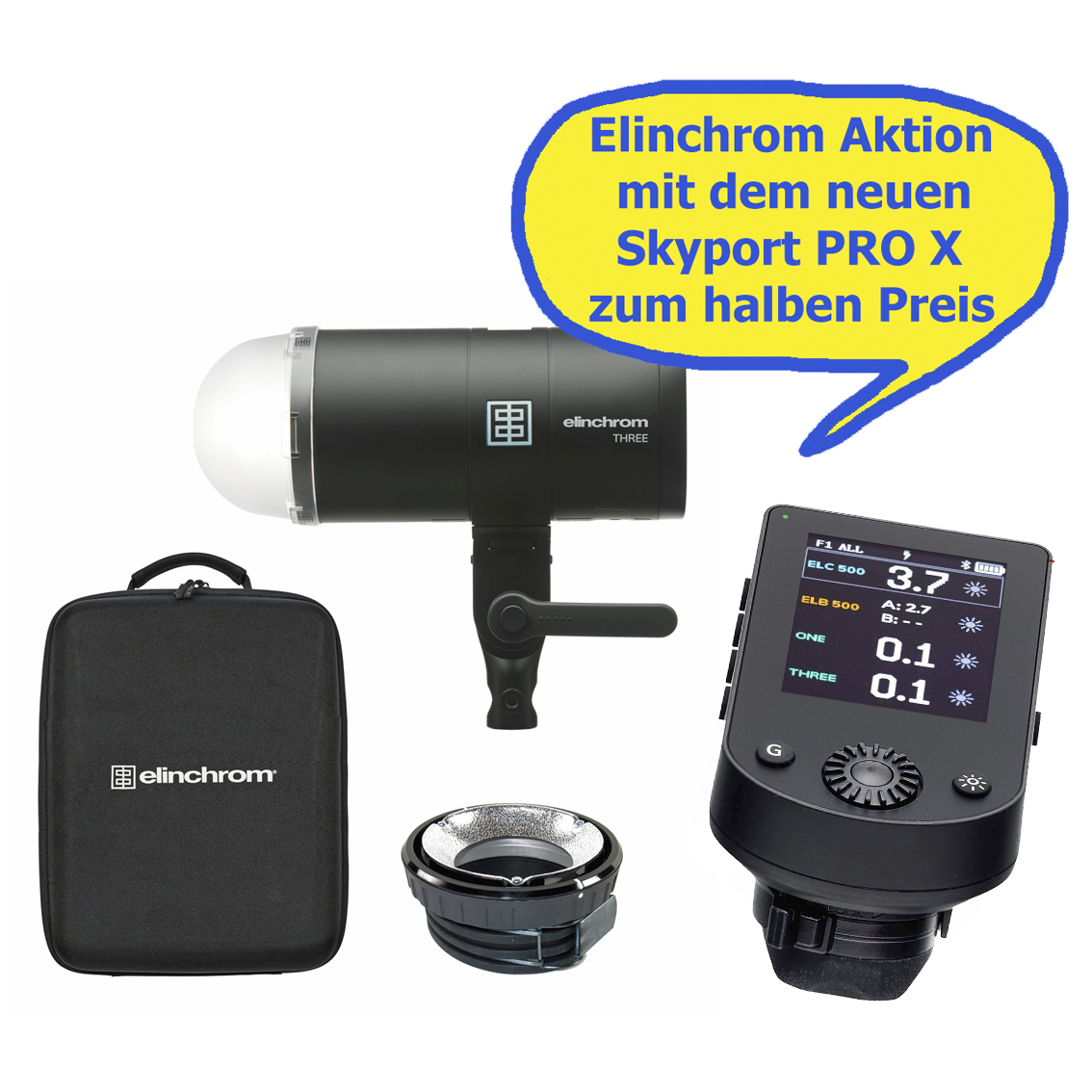 Elinchrom THREE Off Camera Flash (E20941.1) + SKYPORT PRO X zum halben Preis
