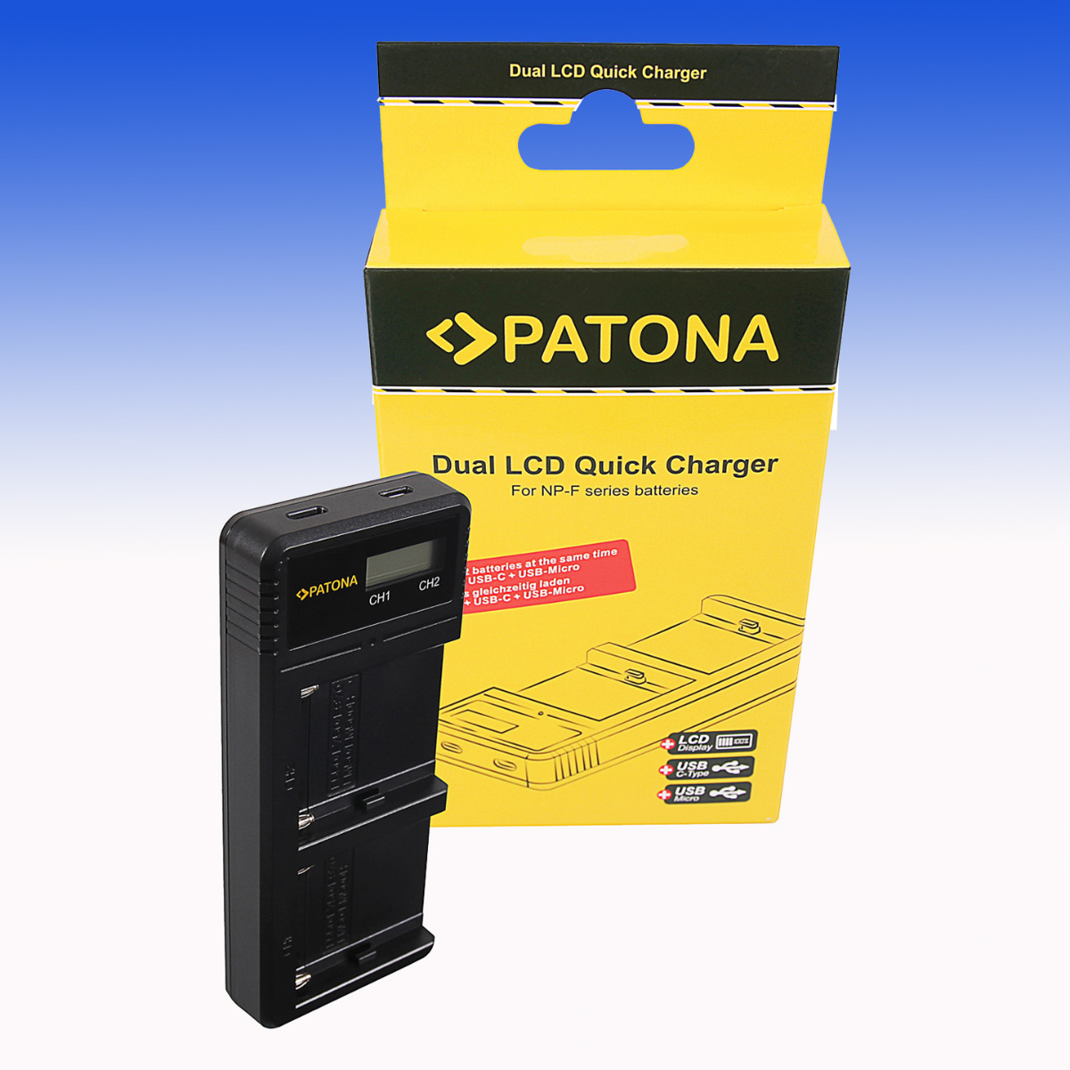 PATONA Dual LCD USB Ladegerät f. Sony F550 F750 F970 FM50 FM500H