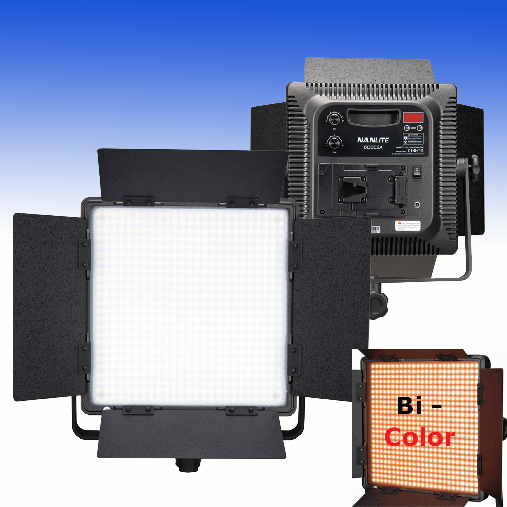 NANLITE Bi-Color LED Panel 600CSA mit Digitaldisplay und V-Mount Akku Adapter (Kaiser 3754)
