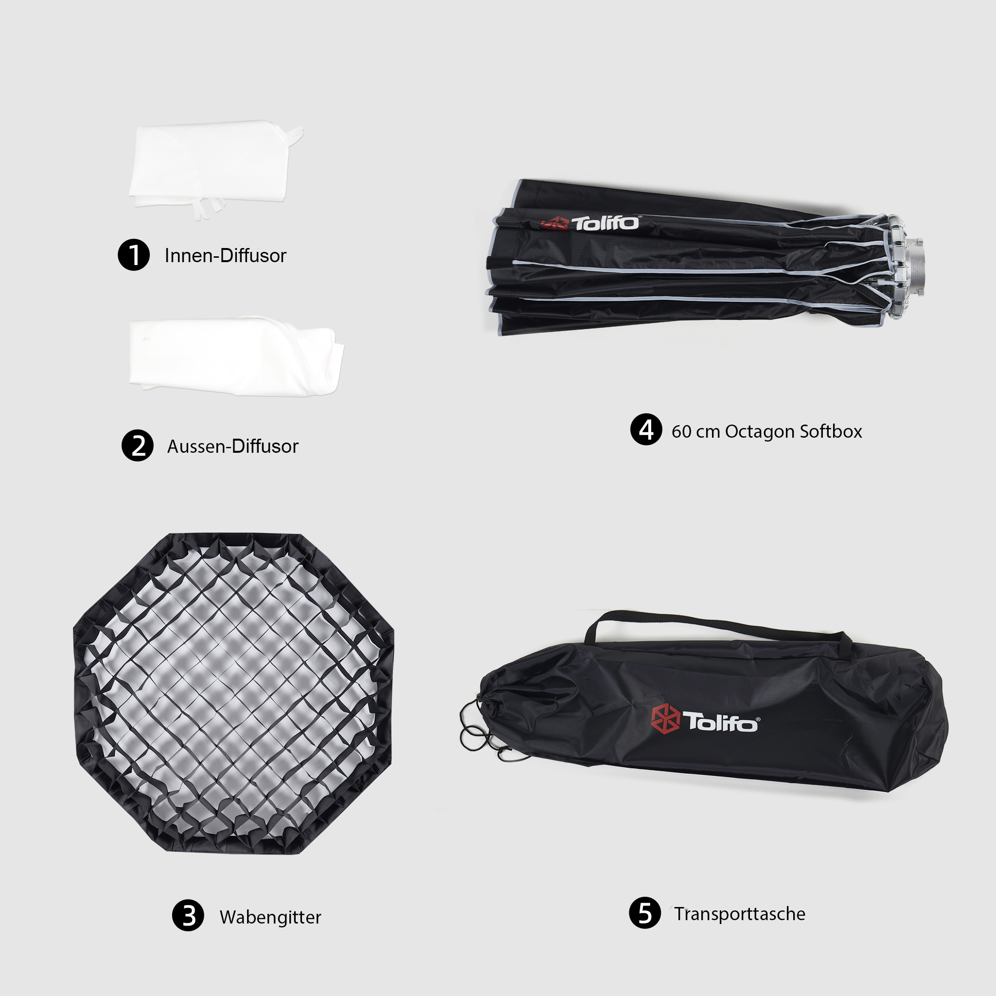 TOLIFO LKP-60 Octagon Softbox 60cm mit Mini-Bowens Anschluß TOLIFO LKP-60 Octagon Softbox 60cm mit Mini-Bowens Anschluß