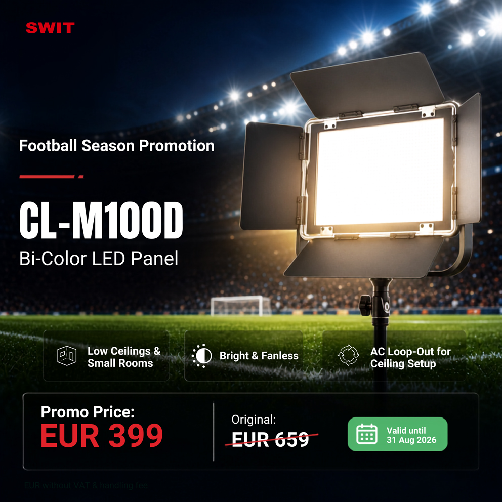 SWIT CL-M100D High-Bright Mini-Size Easy-Setup Fanless Bi-color Panel Ligh 100W 3400Lux