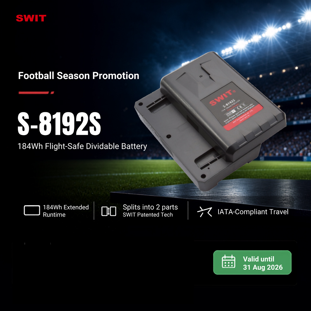 SWIT S-8192S 92Wh + 92Wh Dividable V-mount Battery Pack mit 184W (92W Leistung pro Pack)