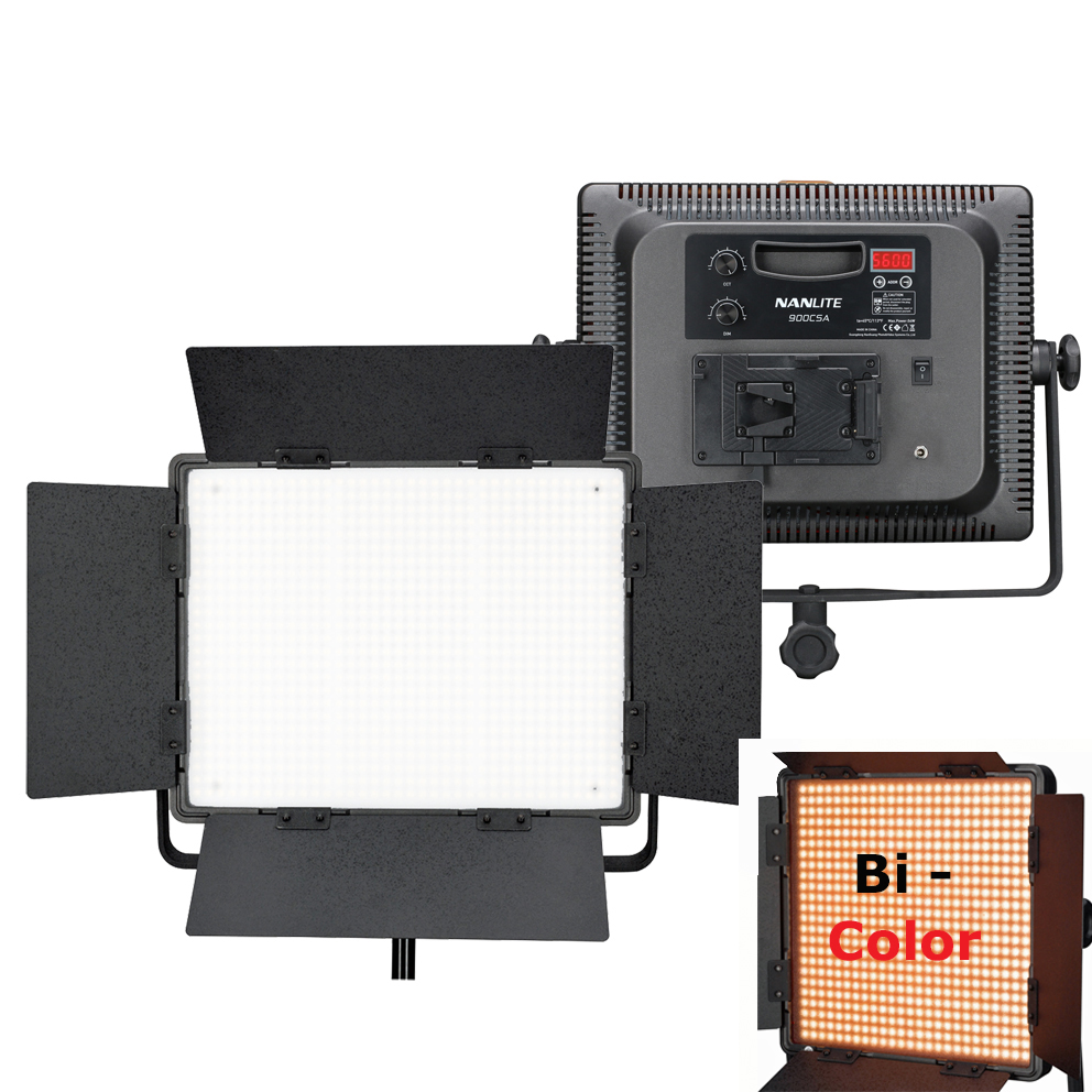 NANLITE Bi-Color LED Panel 900CSA mit Digitaldisplay und V-Mount Akku Adapter (Kaiser 3755) - LIEFERBAR !