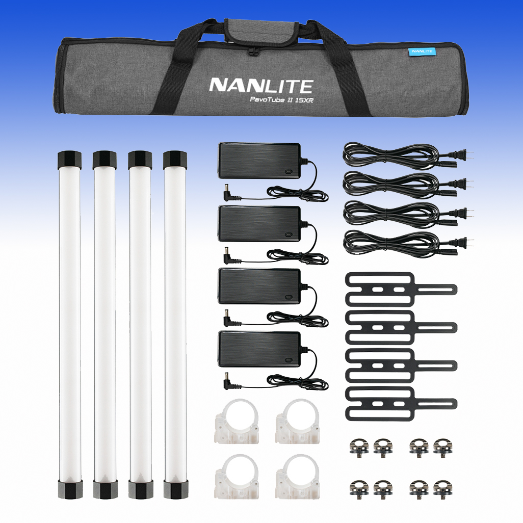 Nanlite PavoTube II 15XR 4Kit Viererpack mit 4 RGBWW Röhrenleuchten mit LumenRadio CRMX - NEU