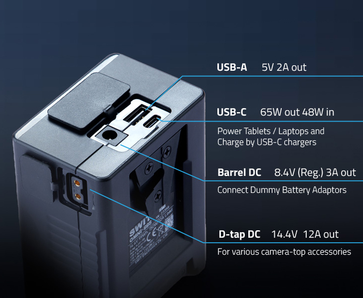SWIT OMNI-99S 99Wh USB-C Info Pocket V-mount Battery mit 150W Dauerleistung