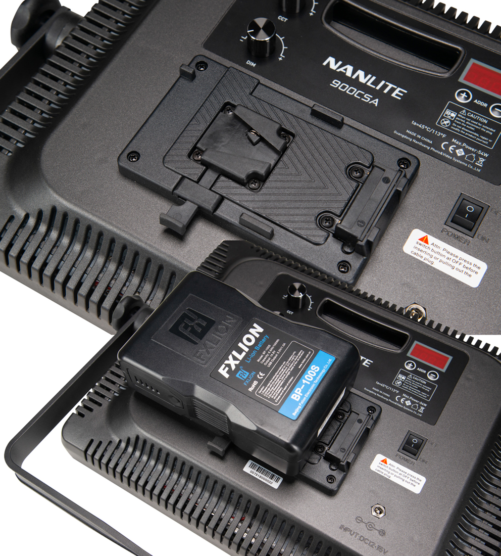 NANLITE Bi-Color LED Panel 900CSA mit Digitaldisplay und V-Mount Akku Adapter (Kaiser 3755) - LIEFERBAR !