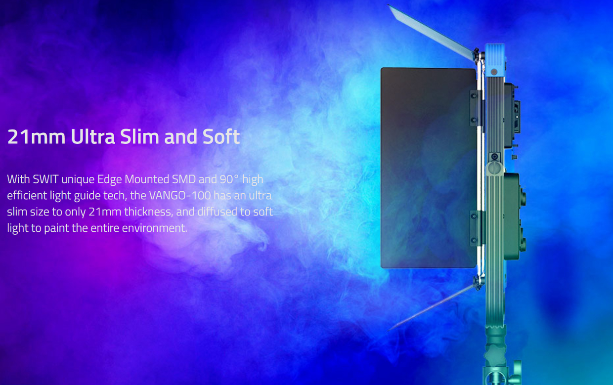SWIT VANGO-100 Ultra Slim RGBW Panel 100W - entspricht regulärer 300W Lichtintensität - 2200 lux