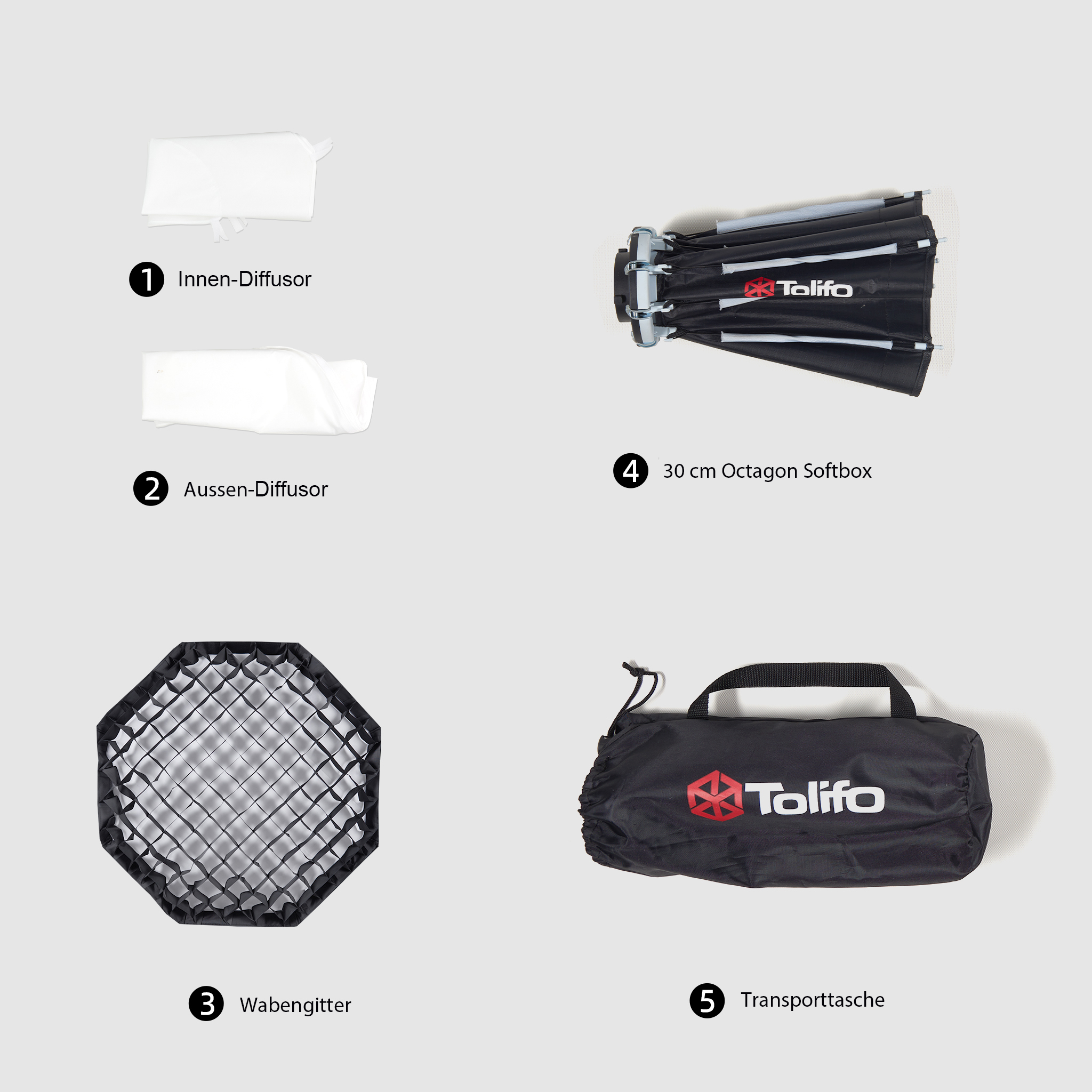 TOLIFO LKP-30 Octagon Softbox 30cm mit Mini-Bowens Anschluß