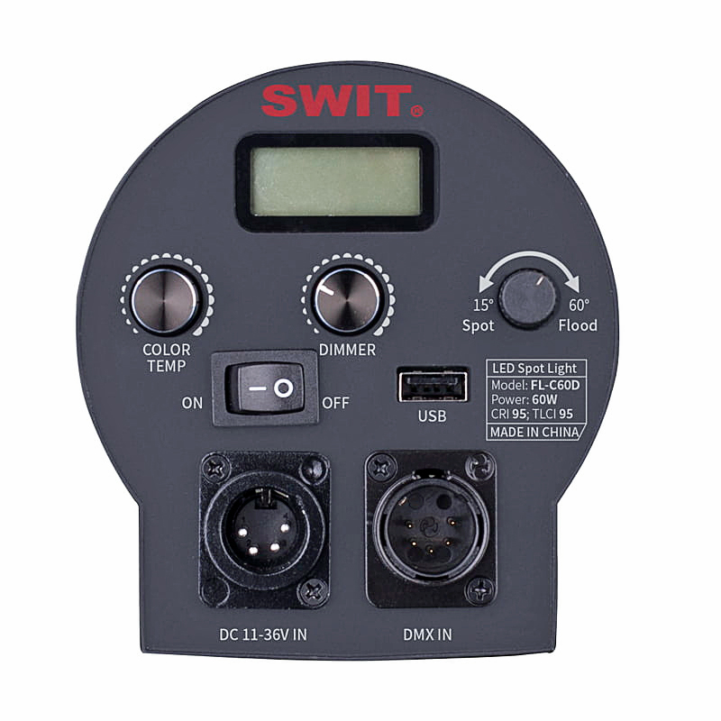 SWIT FL-C60D Superhelles COB Bi-Color LED Spotlight, V-Mount, DMX, 15-60° einstellbar