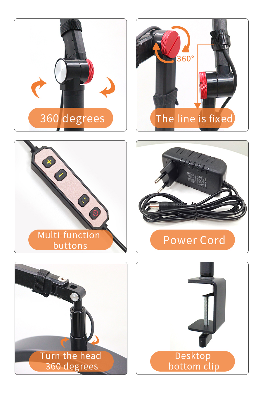 HELIOS HL-180 Halbmond LED-Leuchte für Portraits, Selfies,Vlogger und Stills