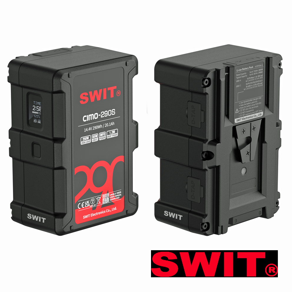 SWIT CIMO-290S 290Wh USB-C OLED info Cine V-mount Battery mit 250W Dauerleistung