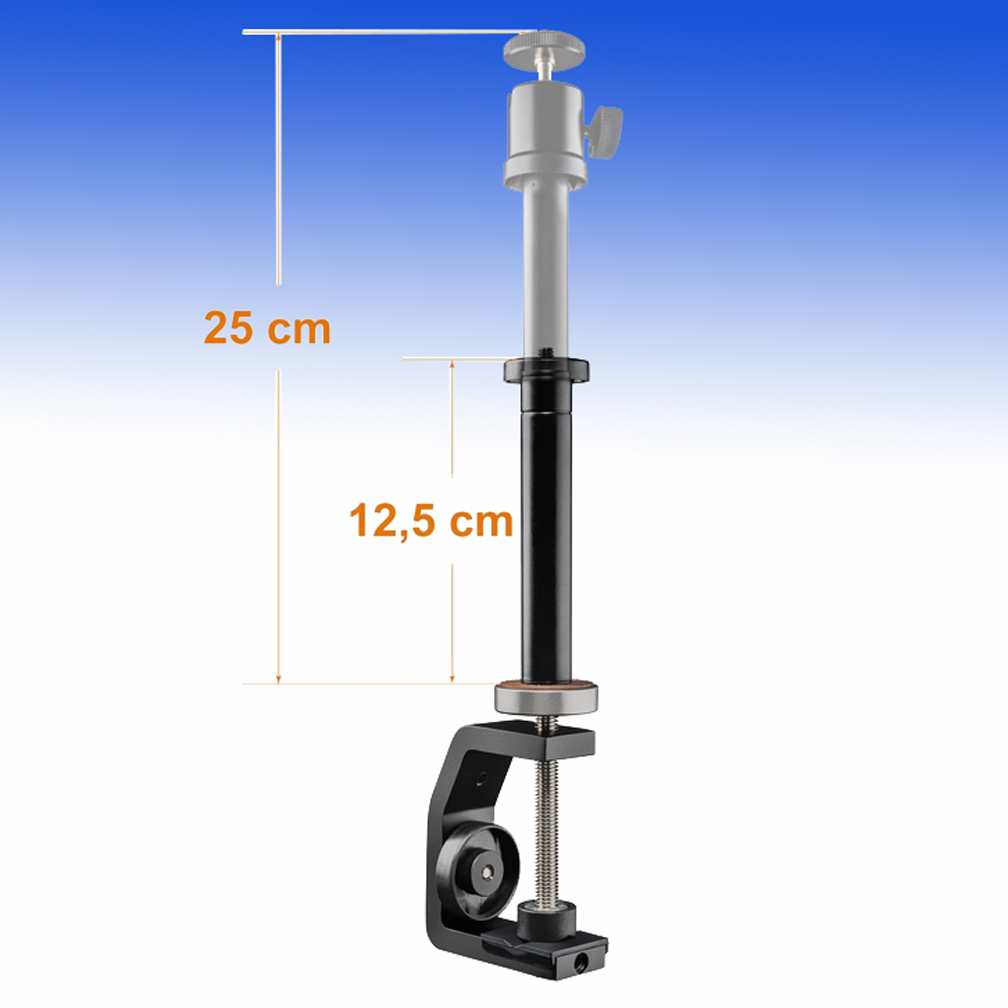 Walimex Pro KX-25 Stativ Klemme mit Kugelkopf und Mittelsäule