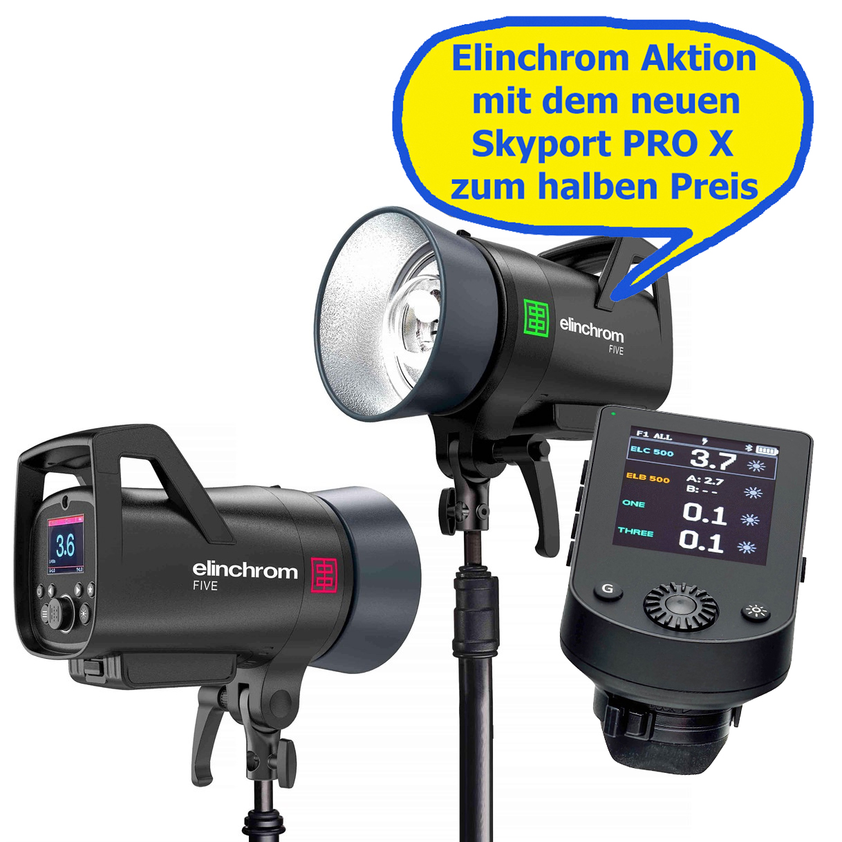 Elinchrom FIVE Battery Flash Dual Kit (E20961.2) mit SKYPORT PRO X (Neu) zum halben Preis