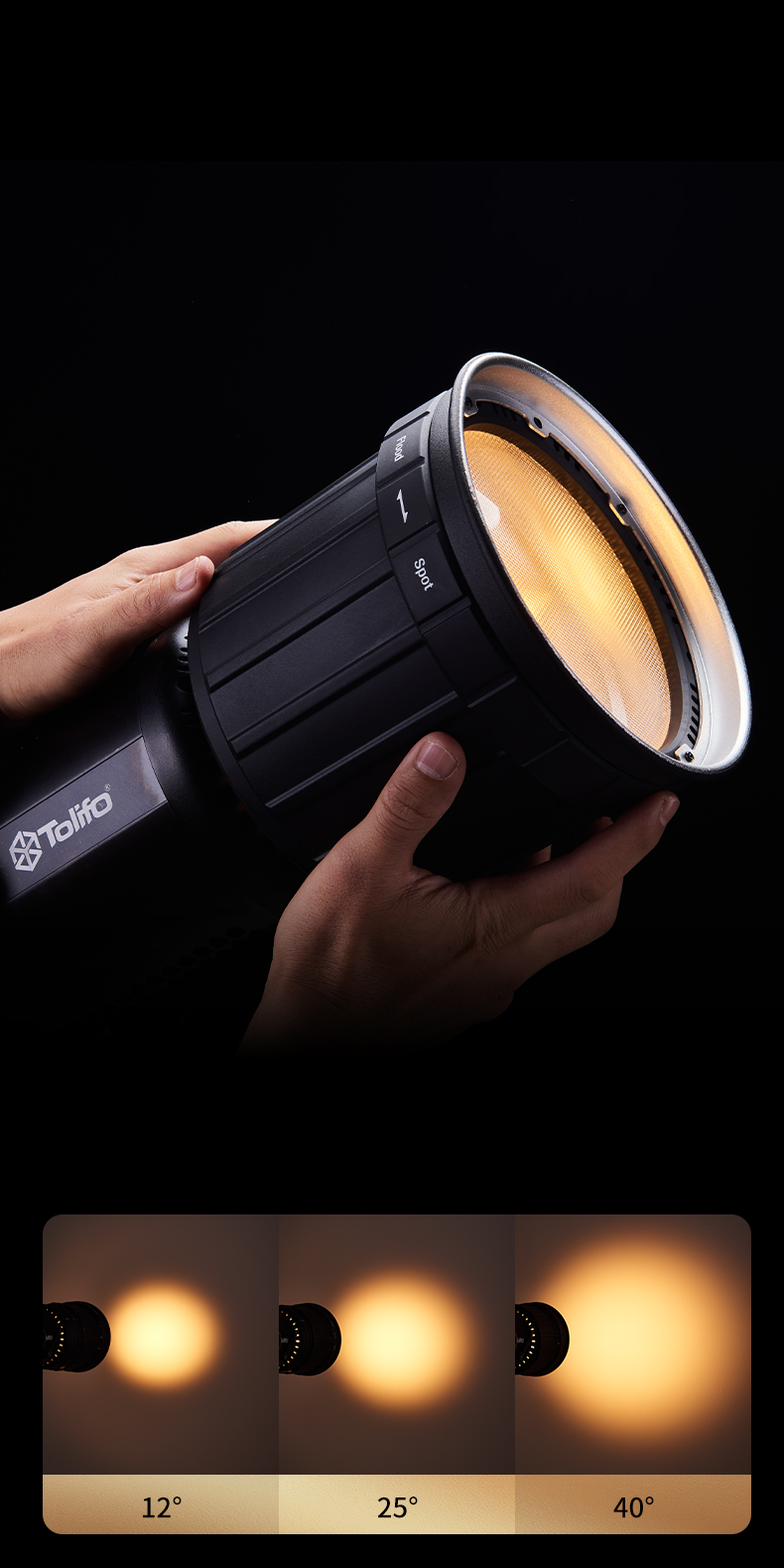 TOLIFO FL-2X Fresnellinse mit Zoom 12° bis 40° und Mini-Bowens Mount TOLIFO FL-2X Fresnellinse mit Zoom 12° bis 40° und Mini-Bowens Mount