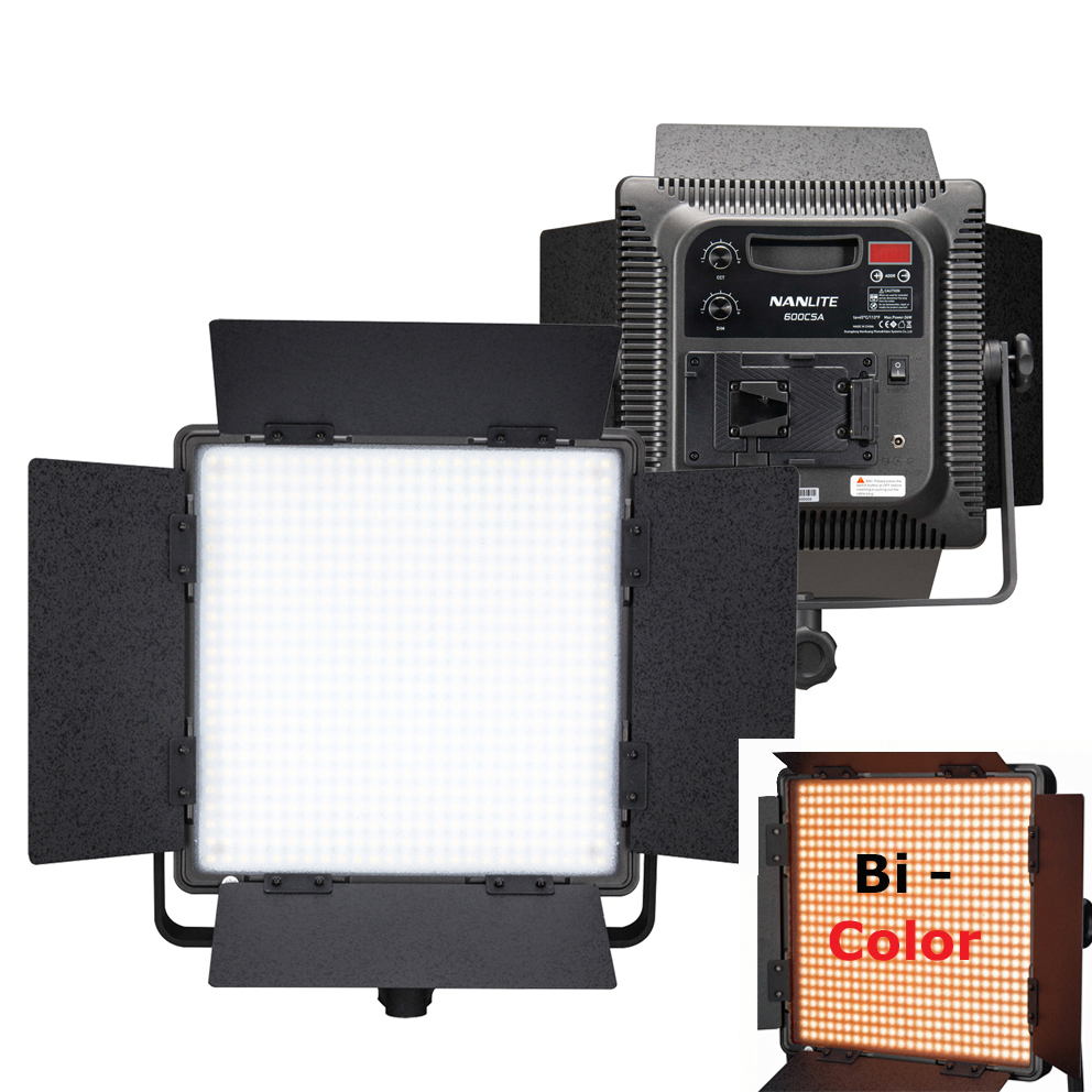 NANLITE Bi-Color LED Panel 600CSA mit Digitaldisplay und V-Mount Akku Adapter (Kaiser 3754)