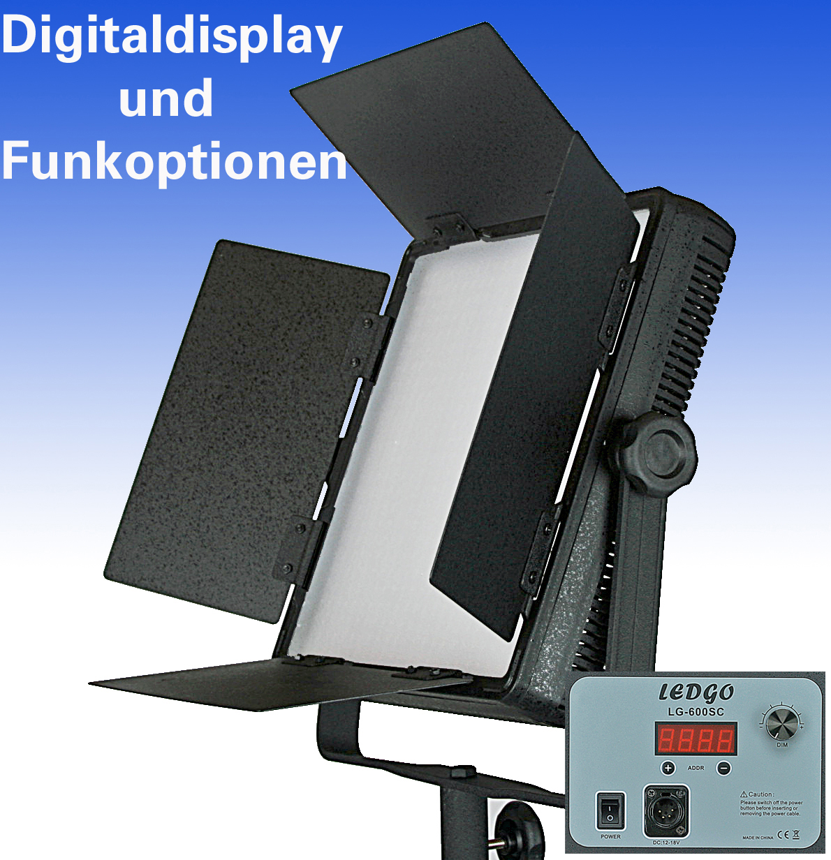 LEDGO LG-600WS Digital Tageslicht LED Leuchte mit Digitaldisplay und V-Mount Akku Adapter