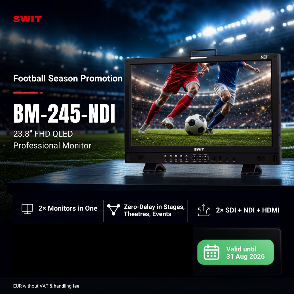 SWIT BM-245-NDI 23.8-inch Professional NDI® Monitor 4K-NDI QLED HDR with Auto-calibration