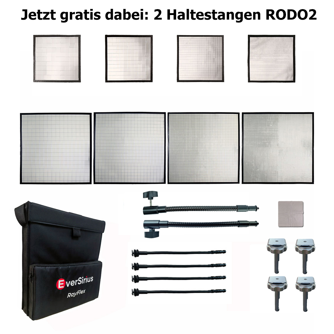 M-45s25s Kit mit je 4 RayFlex Multispiegel-Reflektoren 45x45cm und 25 x 25cm in Silber - Multi-mirror flexible reflectors