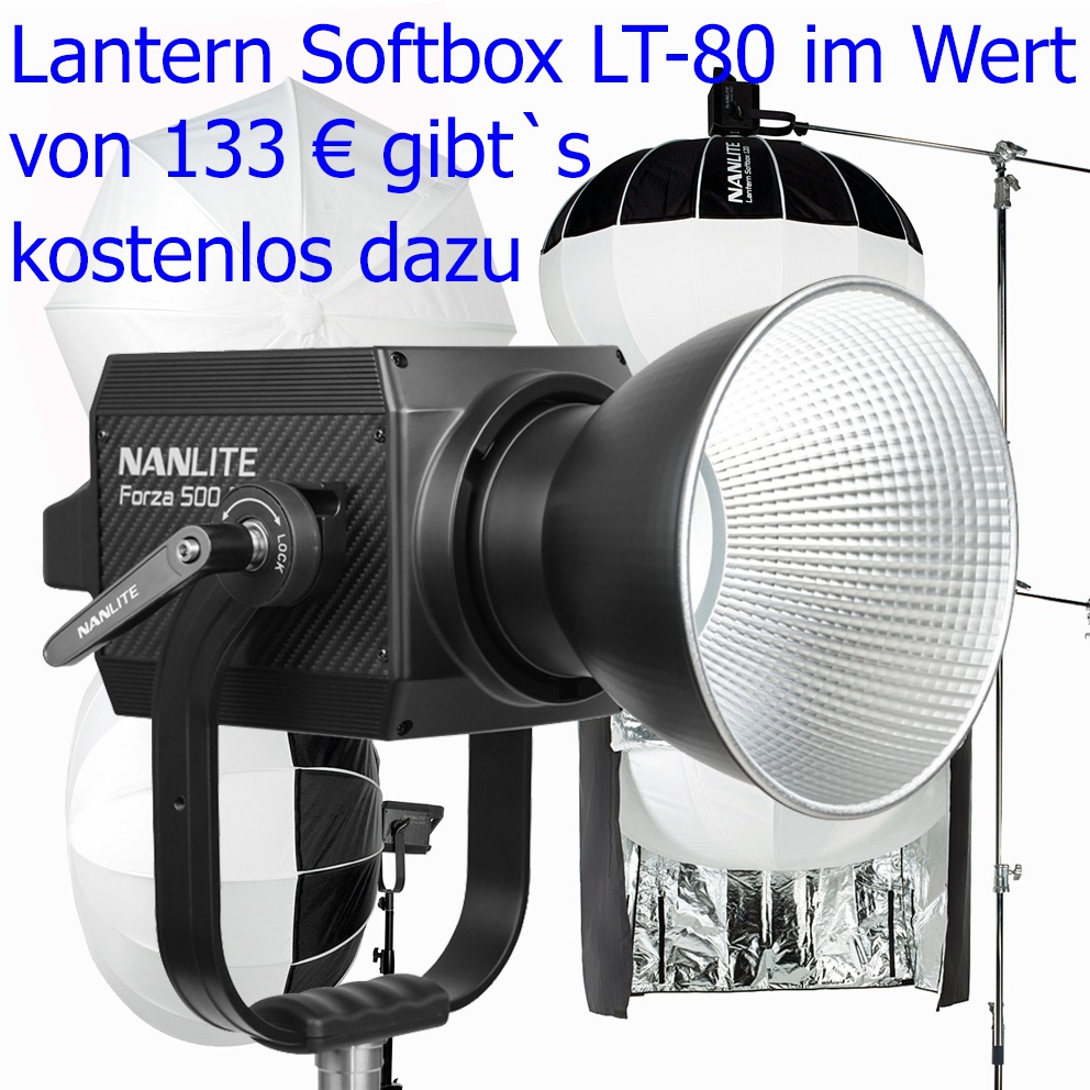 NANLITE FORZA 500 II Tageslicht LED Studioleuchte mit GRATIS SOFTBOX LT-80
