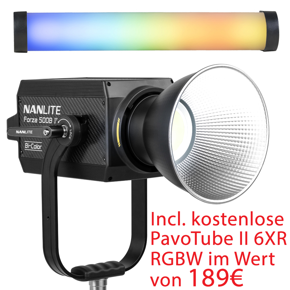 NANLITE FORZA 500B II Bi-Color LED Studioleuchte + GRATIS PAVOTUBE II6XR  Wert 189€