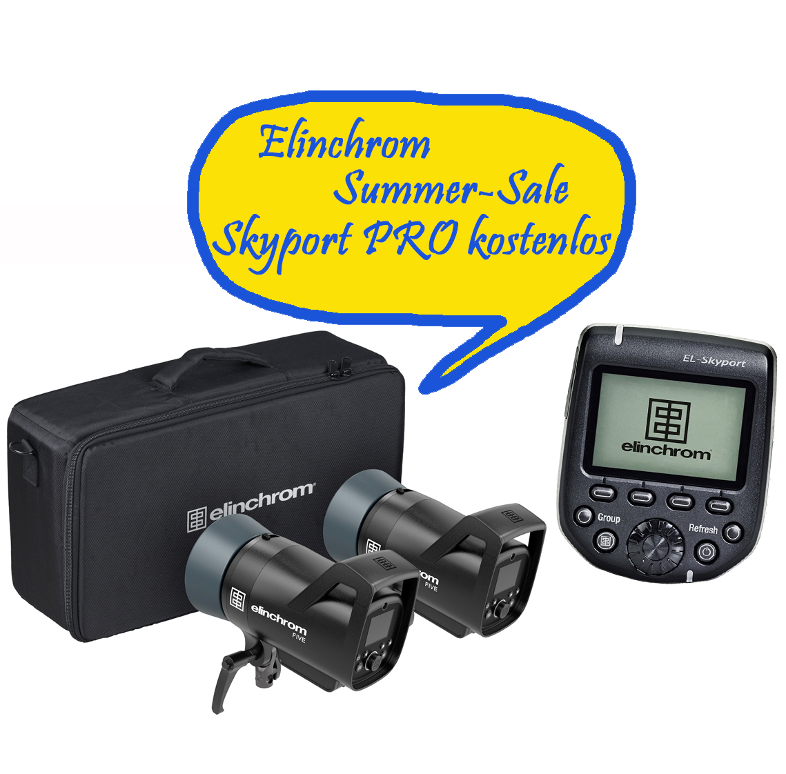 Elinchrom FIVE Dual Kit (E20961.2) INCL. KOSTENLOSEM SKYPORT PRO Transmitter