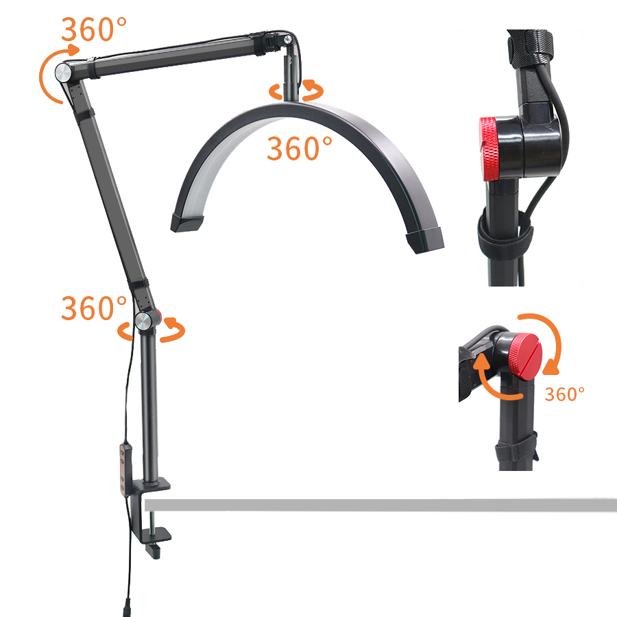 HELIOS HL-180 Halbmond LED-Leuchte für Portraits, Selfies,Vlogger und Stills