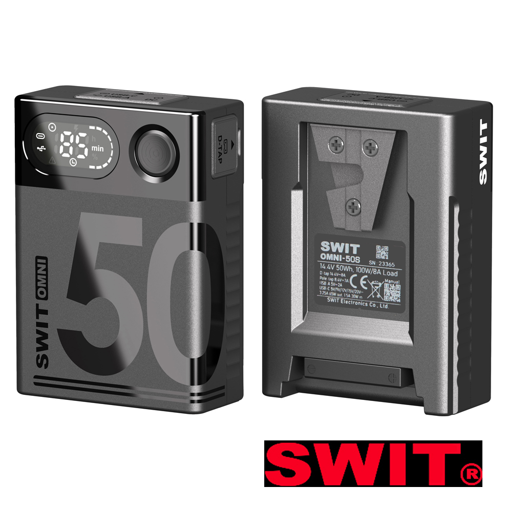 SWIT OMNI-50S 50Wh USB-C Info Pocket V-mount Battery mit 100W Dauerleistung