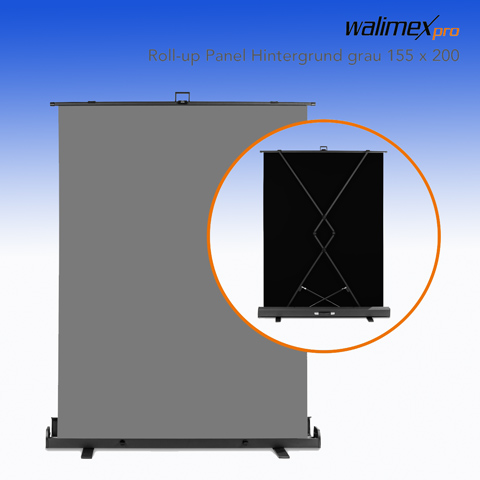 Walimex pro Roll-up Panel Hintergrund Grau 155x200