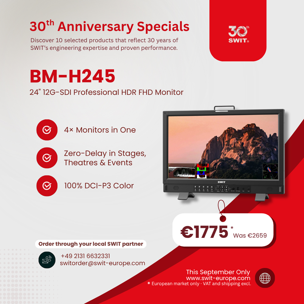 BM-H245 - 23.8" 12G-SDI 4K QD-LED HDR 100%DCI-P3 Zero-Delay professional FHD Monitor with Auto-Calibration