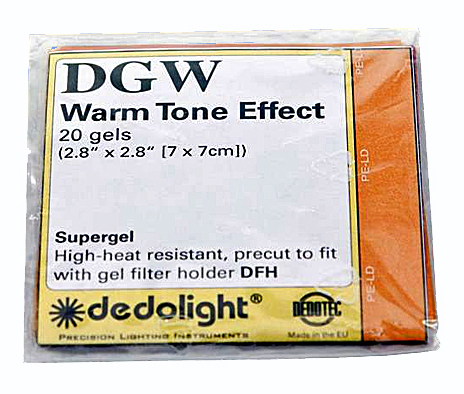 20 Stück hitzeresistente DEDOTEC (Dedolight) Gel-Filter Warmton (DGW) Größe 7 x 7 cm
