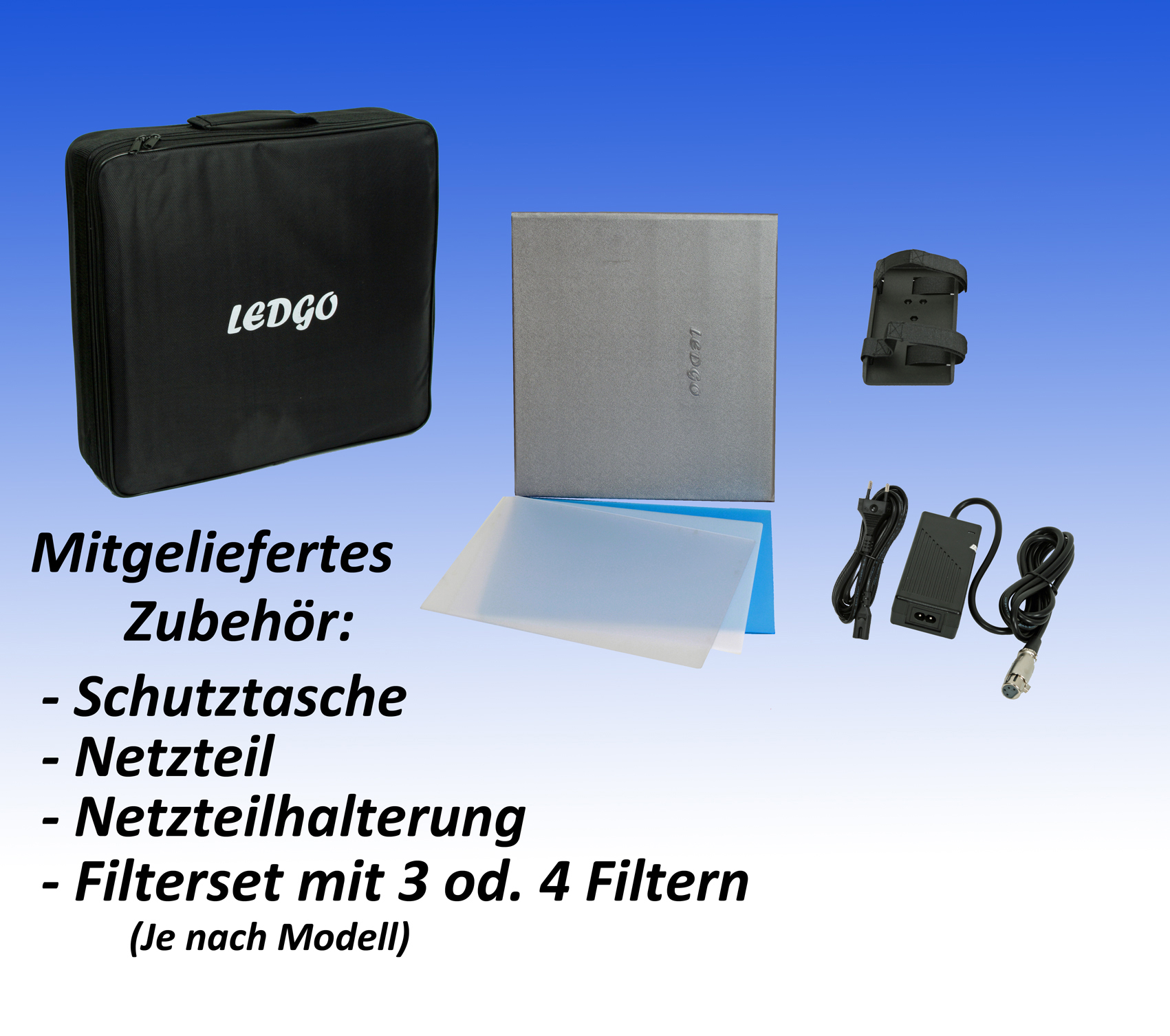 2 LEDGO LG-900CSCII Digital Bi-Color LED-Leuchten im Spar-Bundle mit Alu-Stativen 100 - 288 cm