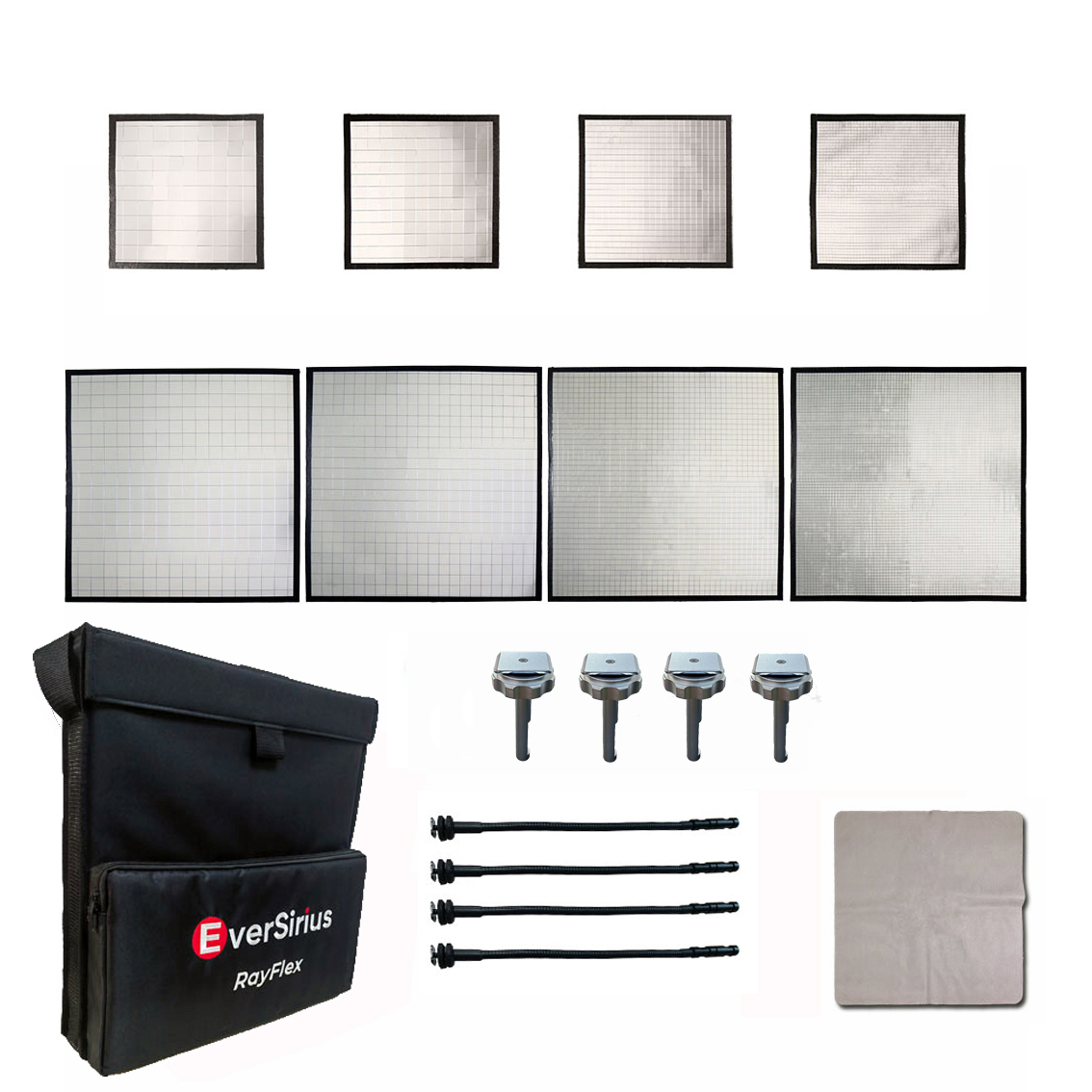 M-45s25s Kit mit je 4 RayFlex Multispiegel-Reflektoren 45 x 45cm und 25 x 25cm in Silber