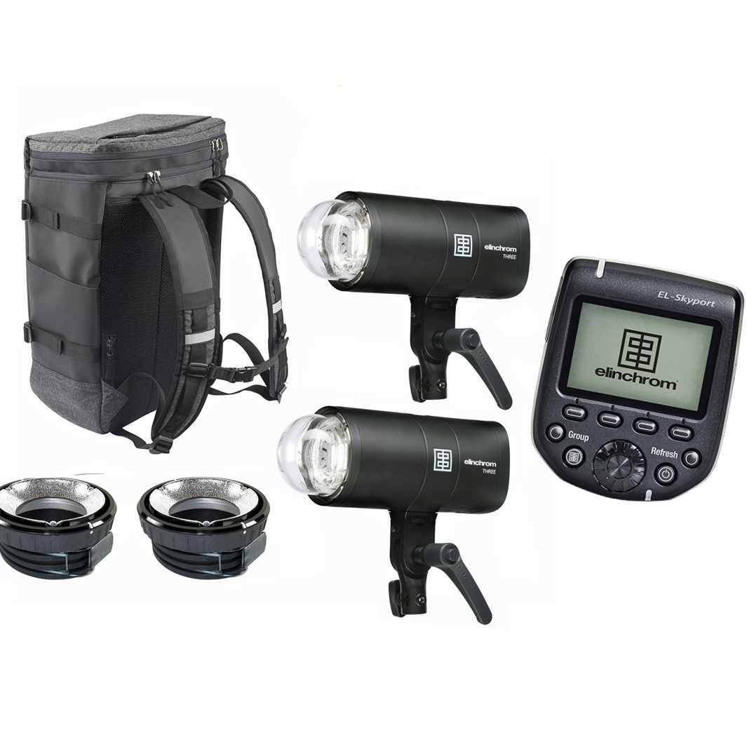 Elinchrom THREE Off Camera Battery Flash Dual Kit (E20942.2) INCL. KOSTENLOSEM SKYPORT PRO Transmitter