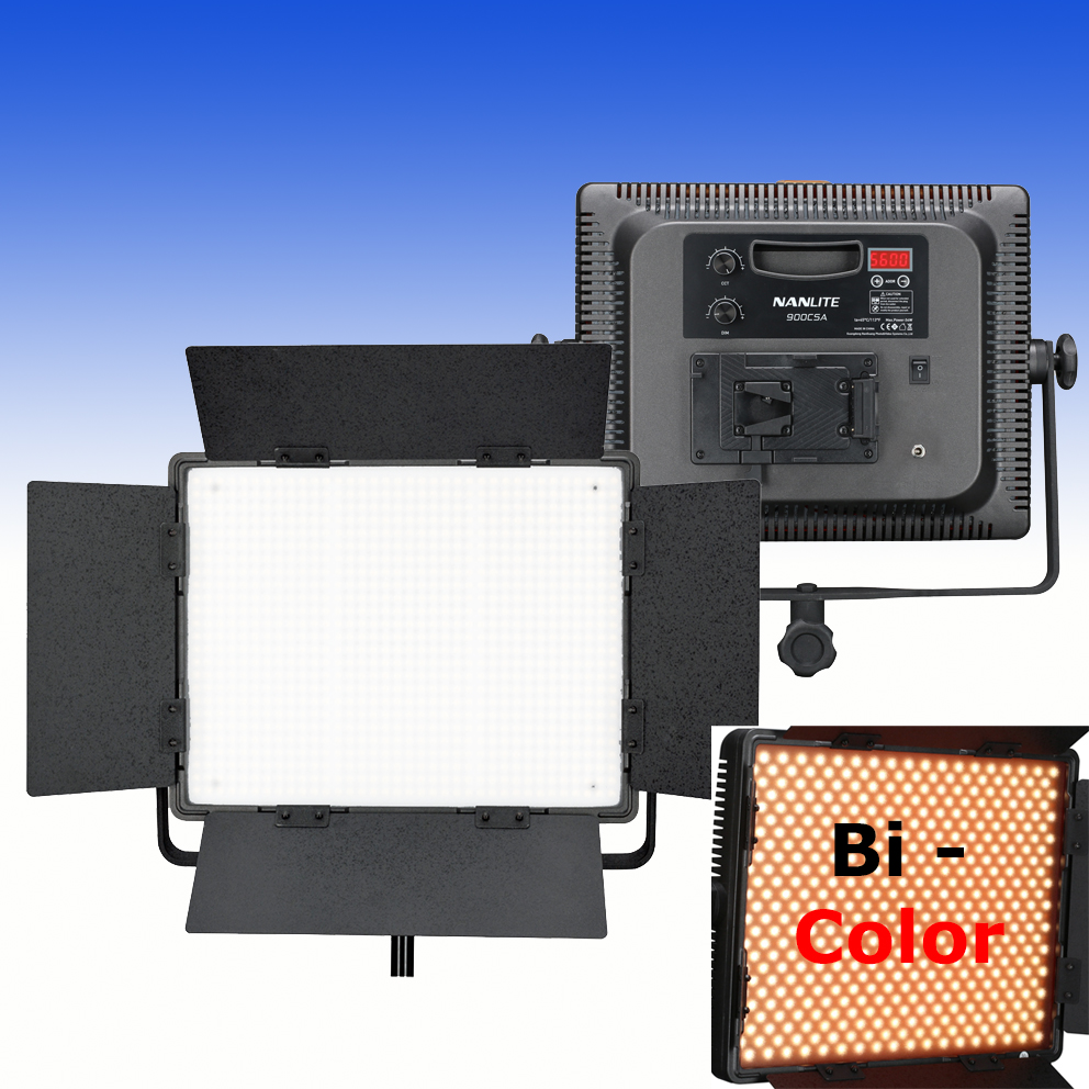 NANLITE Bi-Color LED Panel 900CSA mit Digitaldisplay und V-Mount Akku Adapter (Kaiser 3755)