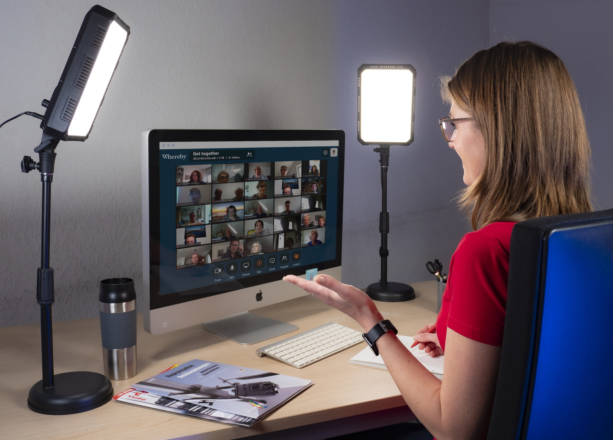 Kaiser Fototechnik LED-Desktop-Leuchtenset PL24 Vario 2Kit (5852), variable Farbtemperatur 3200 – 5600 K