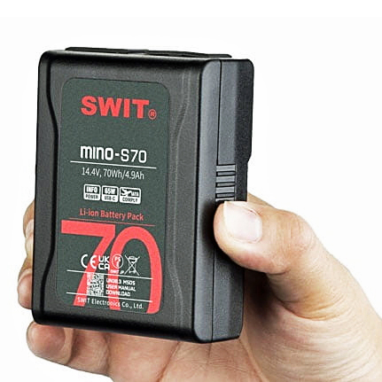SWIT MINO-S70 USB-C 70-Wh-Mini-Akku, USB-A/USB-C/D-Tap, V-Mount mit 100W Dauerleistung 