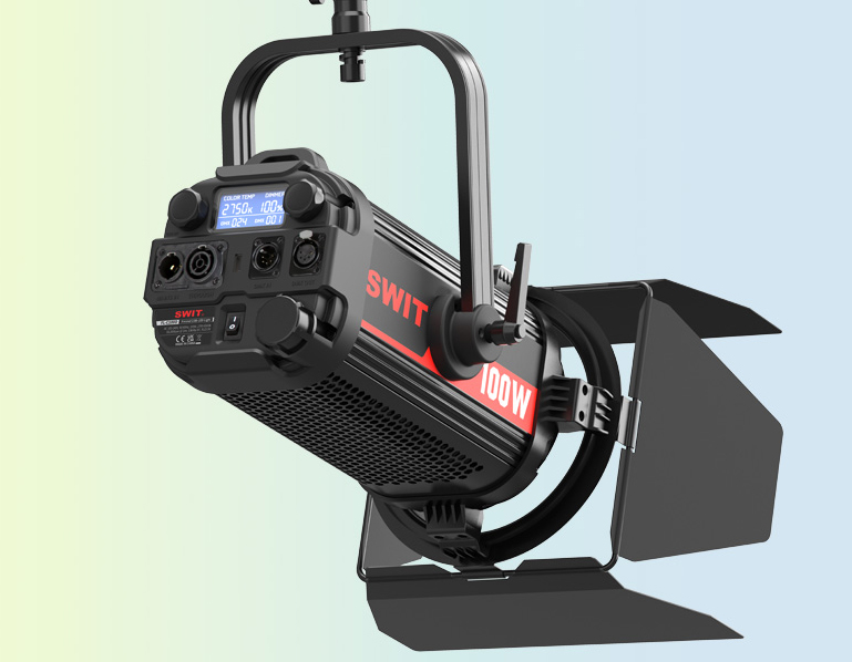 SWIT FL-C100D Lüfterlose 100W Bi-Color LED Fresnel Studioleuchte mit DMX, 12-26° einstellbar