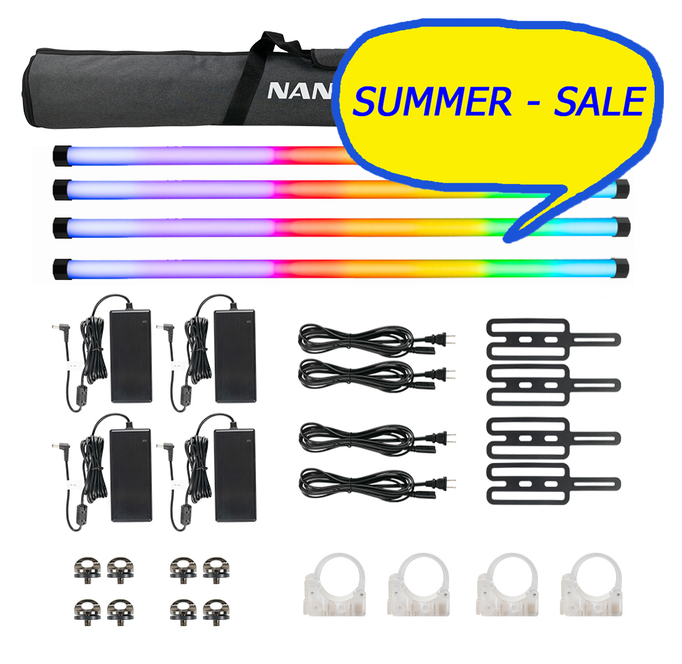 Nanlite PavoTube II 30X 4KIT mit 4 RGBWW Farbeffekt Röhrenleuchten (mit Batterie) 