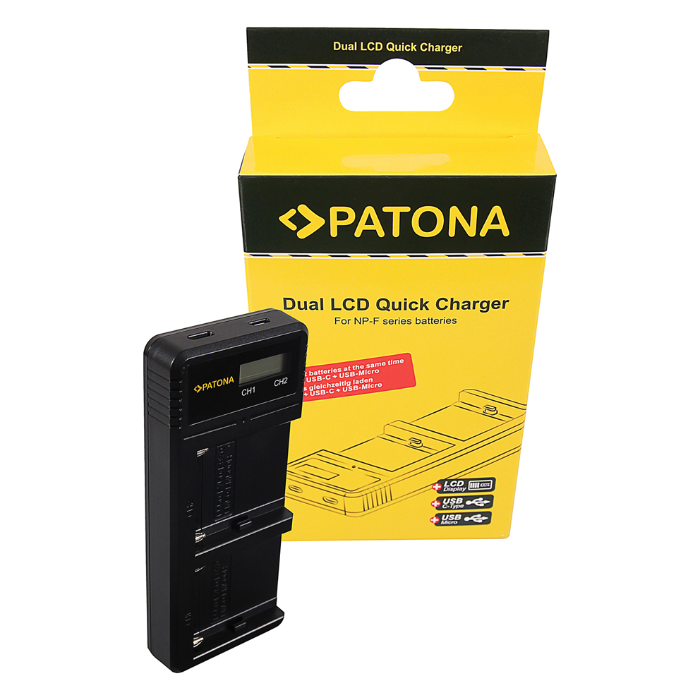 PATONA Dual LCD USB Ladegerät f. Sony F550 F750 F970 FM50 FM500H
