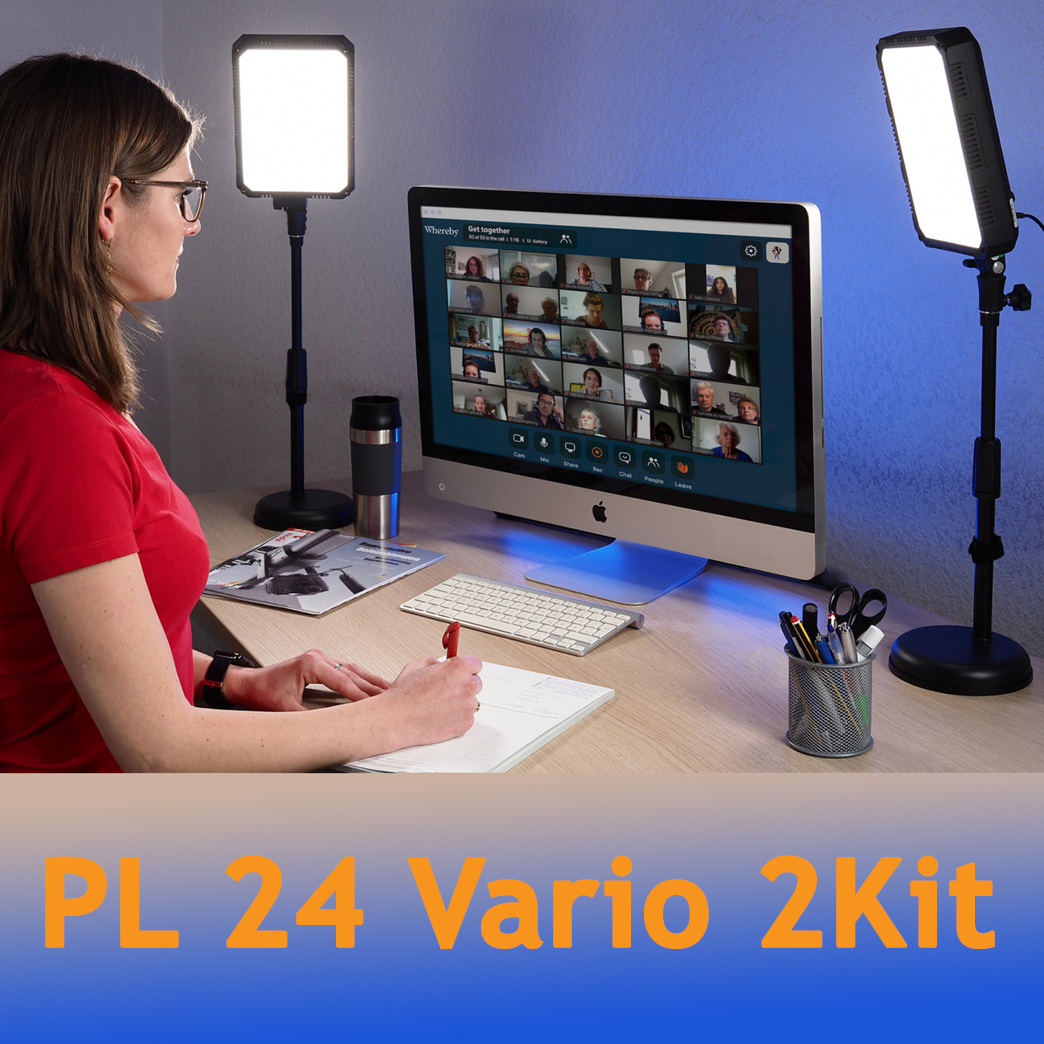 Kaiser Fototechnik LED-Desktop-Leuchtenset PL24 Vario 2Kit, variable Farbtemperatur 3200 – 5600 K